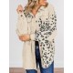 Women's Animal Leopard Corduroy Flap Detail Single Breasted Tunic Long Shirt Jacket Shacket