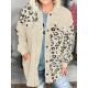 Women's Animal Leopard Corduroy Flap Detail Single Breasted Tunic Long Shirt Jacket Shacket