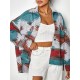 Ethnic Aztec Print Flap Pockets Button Up Jacket