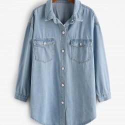 Pocket Drop Shoulder Denim Shacket