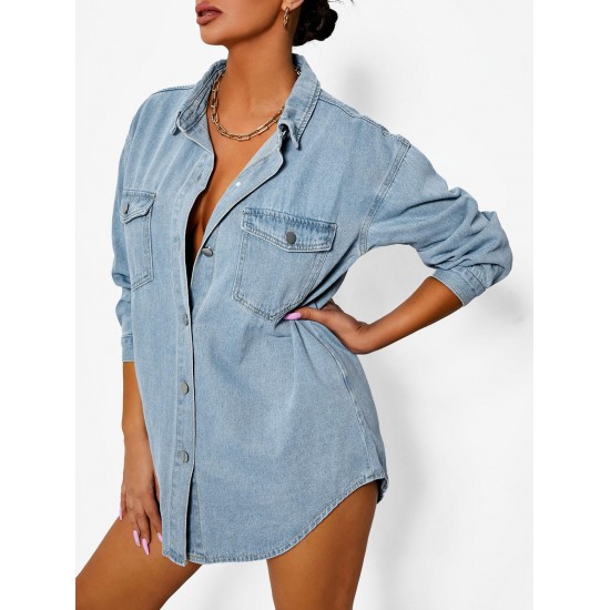 Pocket Drop Shoulder Denim Shacket