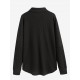 Women's Daily Knitted Solid Color Drop Shoulder Turn Down Collar Pocket Button Up High Low Shacket