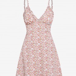 Ruffled Ditsy Print Mini Summer Dress