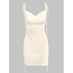 Jersey Tie Shoulder Backless Cowl Front Mini Bodycon Dress