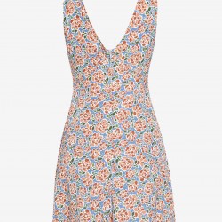 Flower Print Surplice Mini Dress