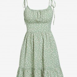 Ruched Ditsy Floral Tie Shoulder Mini Sundress