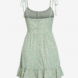 Ruched Ditsy Floral Tie Shoulder Mini Sundress