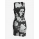 Slinky Figure Printed Mini Tank Dress