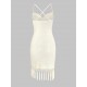 Crochet Semi Sheer Tassel Criss Cross Tulip Hem Vegas Dress