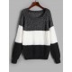 Colorblock Fuzzy Raglan Sleeve Jumper Sweater