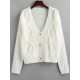 Button Up Solid Textured Knit Cardigan