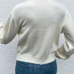 Crewneck Diamond Cable Knit Sweater