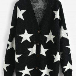 Star Drop Shoulder Button Up Cardigan