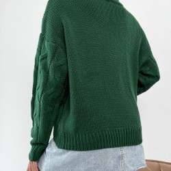 Turtleneck Drop Shoulder Cable Knit Jumper Sweater