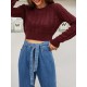 Cable Knit Openwork Crop Sweater