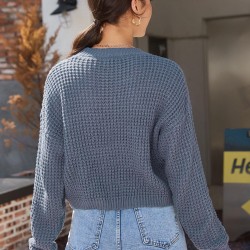 Plain Drop Shoulder Crew Neck Sweater