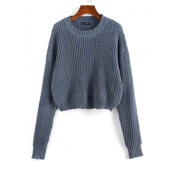 Plain Drop Shoulder Crew Neck Sweater