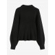 Women's Turtleneck Cut Out Lantern Sleeves Solid Color Chunky Pullover Sweater