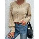 Cable Pointelle Knit Drop Shoulder Sweater