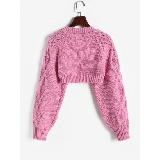 Cable Knit Open Front Shrug Cardigan