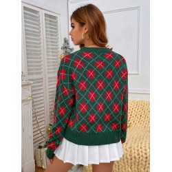 Crewneck Argyle Christmas Sweater