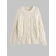 Women's Daily Solid Color Long Sleeve Drop Shoulder Loose Cable Knit Crew Neck  Pullover Jumper Fisherman Sweater