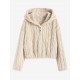 Women's Fluffy Fuzzy Faux Fur Cable Jacquard Textured Half Button Short Pullover Daily Casual Hoodie