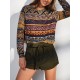 Drop Shoulder Ethnic Aztec Printed Sweatshirt