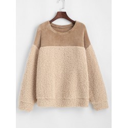 Loose Fluffy Combo Teddy Sweatshirt