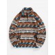 Women's Ethnic Aztec Geometric Print Fleece Fluffy Quarter Zip Pullover Sweatshirt