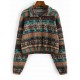 Ethnic Elephant Geo Print Drop Shoulder Quarter Zip Sweatshirt