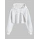 Women's Casual Athleisure Style Solid Color Jacquard Textured Drawstring Drop Shoulder Shrug Style Crop Hoodie